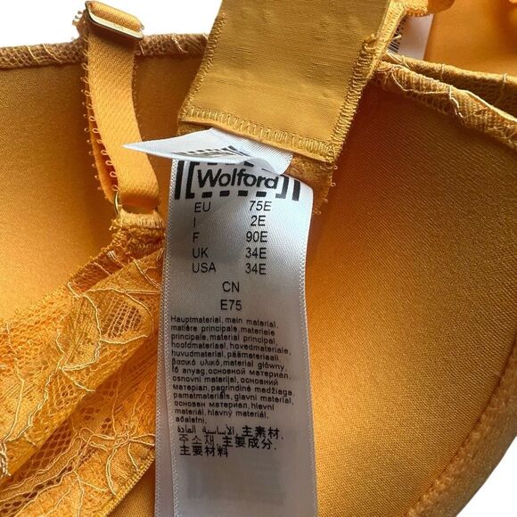 NWT Wolford Magnolia Lace Push-Up Demi Bra Mango Yellow 75E / 34E - Picture 10 of 11